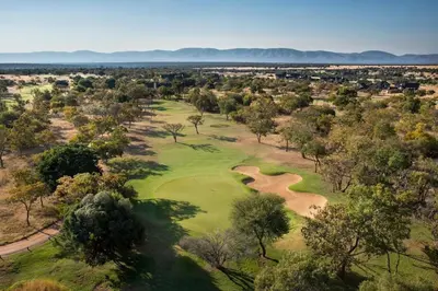 an overhead view of a golf course at Zebula 1 Pela Lodge, 2-bedroom cottage in Warmbaths
