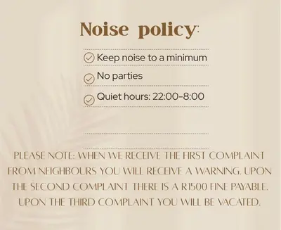 a ticket for a noise policy with the text at 21 on Main in Benoni
