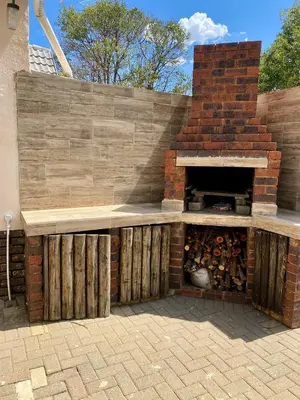 a brick pizza oven with a brick at Lakeside Studio Sleeps max 2 in Benoni