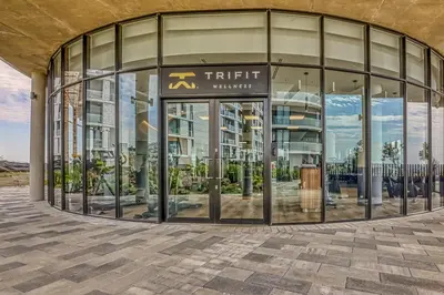 an entrance to a building with large glass windows at Bella Vista at Ellipse in Midrand