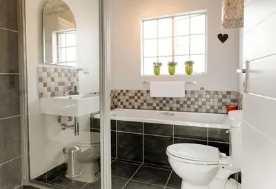 a bathroom with a toilet and a sink at 3 Lux Suites in Middelburg